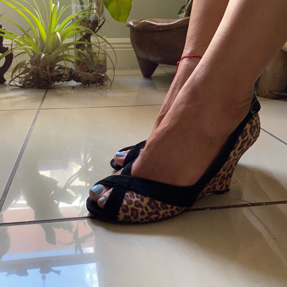 Animal print wedges